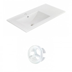American Imaginations AI-21180 35.5-in. W 1 Hole Ceramic Top Set In White Color