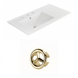 American Imaginations AI-21200 35.5-in. W 3H8-in. Ceramic Top Set In White Color