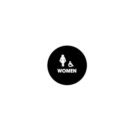 Don-Jo CHS-7-WOMEN Round Women's Room Restroom Sign for Commercial Washrooms, US CHS-7-BLACK Finish