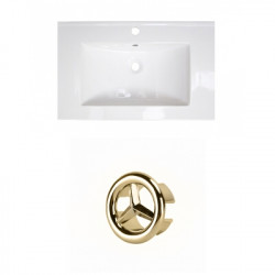 American Imaginations AI-21232 25-in. W 1 Hole Ceramic Top Set In White Color