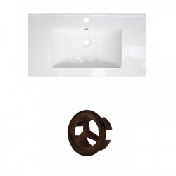 American Imaginations AI-21257 36.75-in. W 1 Hole Ceramic Top Set In White Color