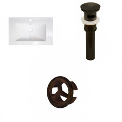 American Imaginations AI-21500 24.25-in. W 1 Hole Ceramic Top Set In White - Overflow Drain Incl.