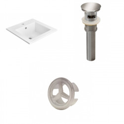 American Imaginations AI-21656 21-in. W 1 Hole Ceramic Top Set In White Color - Overflow Drain Incl.
