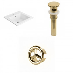 American Imaginations AI-21659 21-in. W 1 Hole Ceramic Top Set In White Color - Overflow Drain Incl.
