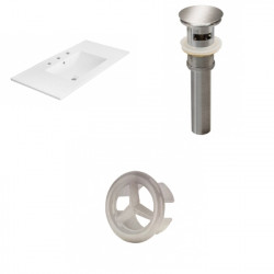 American Imaginations AI-21680 35.5-in. W 3H8-in. Ceramic Top Set In White Color - Overflow Drain Incl.
