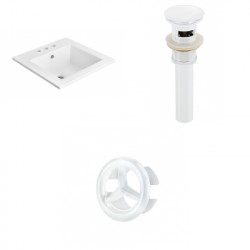 American Imaginations AI-21687 21-in. W 3H4-in. Ceramic Top Set In White Color - Overflow Drain Incl.