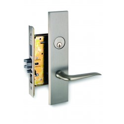 Omnia 12042 Modern Exterior Mortise Entrance Lever Lockset - Solid Brass