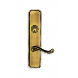 Omnia 24570 Traditional Exterior Mortise Entrance Lever Lockset w/ Plate - Solid Brass