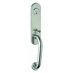 Omnia METRO Modern Exterior Tubular Deadbolt Entrance Handleset Lockset - Stainless Steel