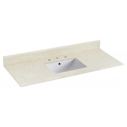 American Imaginations AI-19329 47.5-in. W 17.75-in. D Marble Top With Backsplash In Beige Color For 3H8-in. Faucet - White UM Sink