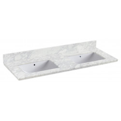 American Imaginations AI-19313 47.5-in. W 18.25-in. D Quartz Top With Backsplash In Bianca Carara Color For 1 Hole Faucet - White UM Sink