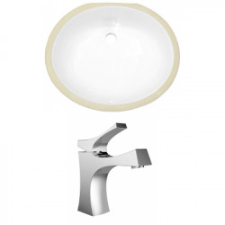 American Imaginations AI-22673 19.5-in. W Oval Undermount Sink Set In White - Chrome Hardware With 1 Hole CUPC Faucet