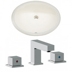American Imaginations AI-22715 19.75-in. W Oval Undermount Sink Set In Biscuit - Chrome Hardware With 3H8-in. CUPC Faucet