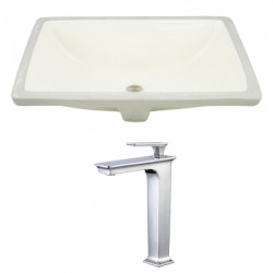 American Imaginations AI-22802 20.75-in. W Rectangle Undermount Sink Set In Biscuit - Chrome Hardware With Deck Mount CUPC Faucet
