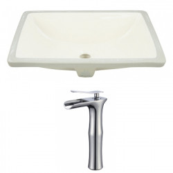American Imaginations AI-22910 18.25-in. W CUPC Rectangle Undermount Sink Set In Biscuit - Chrome Hardware With Deck Mount CUPC Faucet