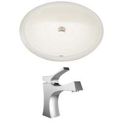 American Imaginations AI-22937 19.5-in. W CUPC Oval Undermount Sink Set In Biscuit - Chrome Hardware With 1 Hole CUPC Faucet