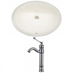 American Imaginations AI-22950 19.5-in. W CUPC Oval Undermount Sink Set In Biscuit - Chrome Hardware With Deck Mount CUPC Faucet