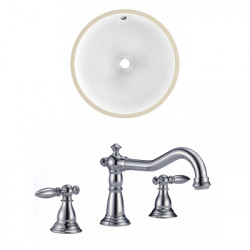 American Imaginations AI-22973 15.75-in. W CUPC Round Undermount Sink Set In White - Chrome Hardware With 3H8-in. CUPC Faucet