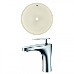 American Imaginations AI-22986 15.5-in. W CUPC Round Undermount Sink Set In Biscuit - Chrome Hardware With 1 Hole CUPC Faucet