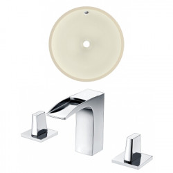 American Imaginations AI-22990 15.5-in. W CUPC Round Undermount Sink Set In Biscuit - Chrome Hardware With 3H8-in. CUPC Faucet