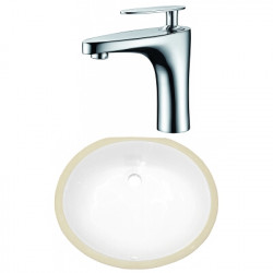 American Imaginations AI-23030 18.25-in. W CSA Oval Undermount Sink Set In White - Chrome Hardware With 1 Hole CUPC Faucet