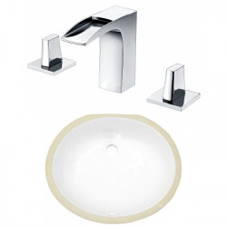 American Imaginations AI-23056 16.5-in. W CSA Oval Undermount Sink Set In White - Chrome Hardware With 3H8-in. CUPC Faucet