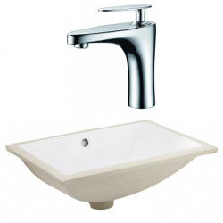 American Imaginations AI-23096 20.75-in. W CSA Rectangle Undermount Sink Set In White - Chrome Hardware With 1 Hole CUPC Faucet