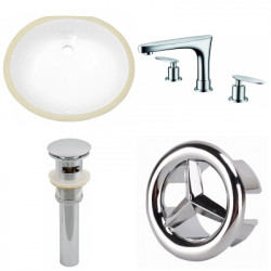American Imaginations AI-25991 19.5-in. W CUPC Oval Undermount Sink Set In White - Chrome Hardware With 3H8-in. CUPC Faucet - Overflow Drain Incl.
