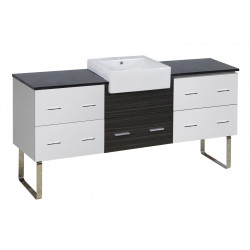 American Imaginations AI-19623 69.25-in. W 18-in. D Modern Wall Mount Plywood-Melamine Vanity Base Set Only In White-Dawn Grey