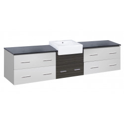 American Imaginations AI-19631 92.75-in. W 18-in. D Modern Wall Mount Plywood-Melamine Vanity Base Set Only In White-Dawn Grey
