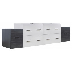 American Imaginations AI-19841 74.5-in. W 17.8-in. D Modern Wall Mount Plywood-Veneer Vanity Base Set Only In White-Dawn Grey