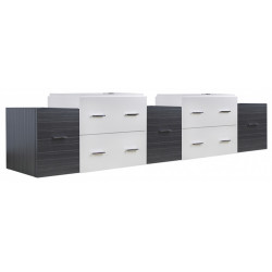 American Imaginations AI-19843 88.5-in. W 17.8-in. D Modern Wall Mount Plywood-Veneer Vanity Base Set Only In White-Dawn Grey