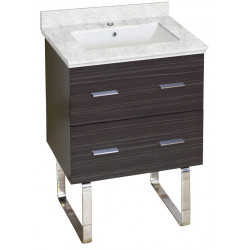 American Imaginations AI-18568 23.75-in. W Floor Mount Dawn Grey Vanity Set For 1 Hole Drilling Bianca Carara Top White UM Sink
