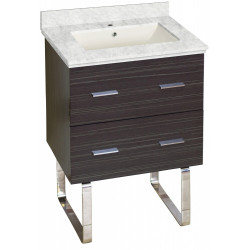 American Imaginations AI-18569 23.75-in. W Floor Mount Dawn Grey Vanity Set For 1 Hole Drilling Bianca Carara Top Biscuit UM Sink