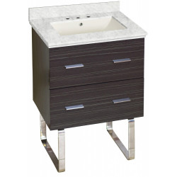 American Imaginations AI-18571 23.75-in. W Floor Mount Dawn Grey Vanity Set For 3H8-in. Drilling Bianca Carara Top Biscuit UM Sink