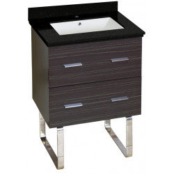 American Imaginations AI-18580 23.75-in. W Floor Mount Dawn Grey Vanity Set For 1 Hole Drilling Black Galaxy Top White UM Sink