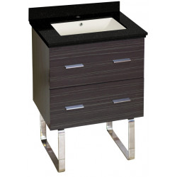 American Imaginations AI-18581 23.75-in. W Floor Mount Dawn Grey Vanity Set For 1 Hole Drilling Black Galaxy Top Biscuit UM Sink