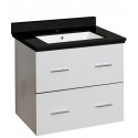 American Imaginations AI-18601 23.75-in. W Wall Mount White Vanity Set For 1 Hole Drilling Black Galaxy Top White UM Sink