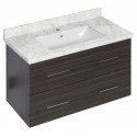 American Imaginations AI-18631 36-in. W Wall Mount Dawn Grey Vanity Set For 1 Hole Drilling Bianca Carara Top White UM Sink