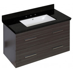 American Imaginations AI-18645 36-in. W Wall Mount Dawn Grey Vanity Set For 3H8-in. Drilling Black Galaxy Top White UM Sink