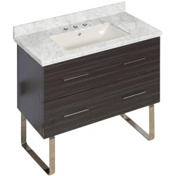 American Imaginations AI-18652 36-in. W Floor Mount Dawn Grey Vanity Set For 3H8-in. Drilling Bianca Carara Top Biscuit UM Sink