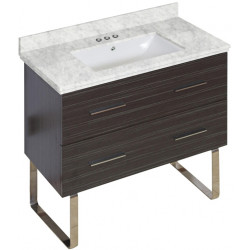 American Imaginations AI-18653 36-in. W Floor Mount Dawn Grey Vanity Set For 3H4-in. Drilling Bianca Carara Top White UM Sink