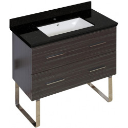 American Imaginations AI-18661 36-in. W Floor Mount Dawn Grey Vanity Set For 1 Hole Drilling Black Galaxy Top White UM Sink