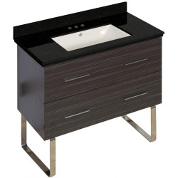 American Imaginations AI-18666 36-in. W Floor Mount Dawn Grey Vanity Set For 3H4-in. Drilling Black Galaxy Top Biscuit UM Sink