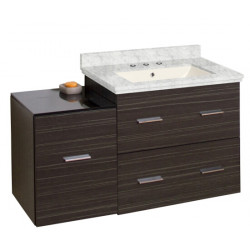 American Imaginations AI-18714 37.75-in. W Wall Mount Dawn Grey Vanity Set For 3H8-in. Drilling Bianca Carara Top Biscuit UM Sink