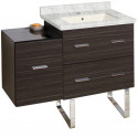 American Imaginations AI-18733 37.75-in. W Floor Mount Dawn Grey Vanity Set For 1 Hole Drilling Bianca Carara Top Biscuit UM Sink