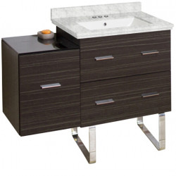 American Imaginations AI-18736 37.75-in. W Floor Mount Dawn Grey Vanity Set For 3H4-in. Drilling Bianca Carara Top White UM Sink