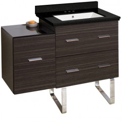 American Imaginations AI-18748 37.75-in. W Floor Mount Dawn Grey Vanity Set For 3H4-in. Drilling Black Galaxy Top White UM Sink