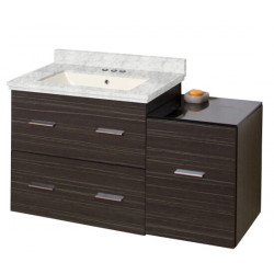 American Imaginations AI-18757 37.75-in. W Wall Mount Dawn Grey Vanity Set For 3H4-in. Drilling Bianca Carara Top Biscuit UM Sink