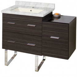 American Imaginations AI-18774 37.75-in. W Floor Mount Dawn Grey Vanity Set For 1 Hole Drilling Bianca Carara Top Biscuit UM Sink